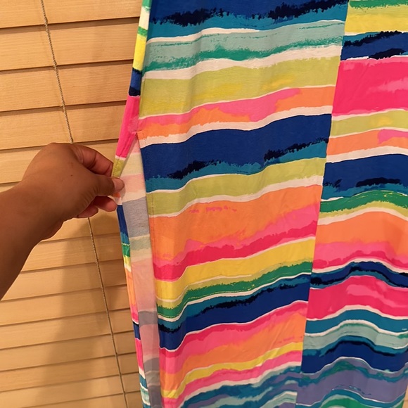 Lilly Pulitzer Gigi Beach Maxi Blurred Stripes Side Slits Dress - Picture 6 of 8